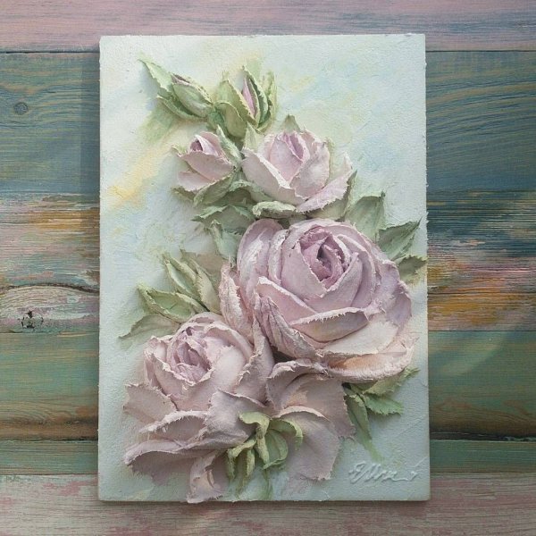 Скульптурная живопись мастихином роза