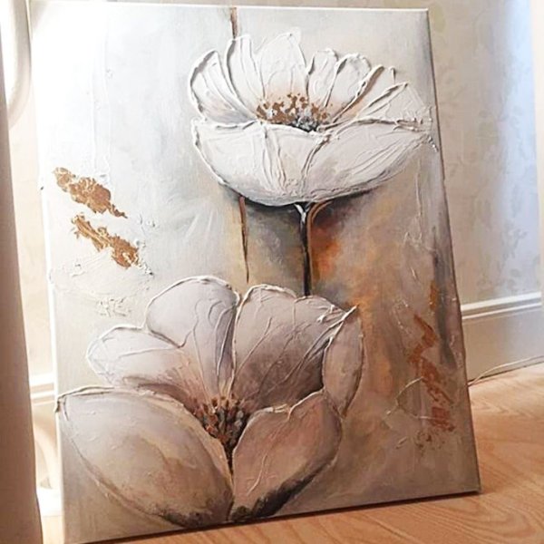 Цветы текстурной пастой