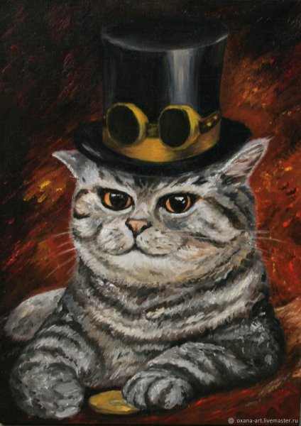 Рисование кота маслом на холсте