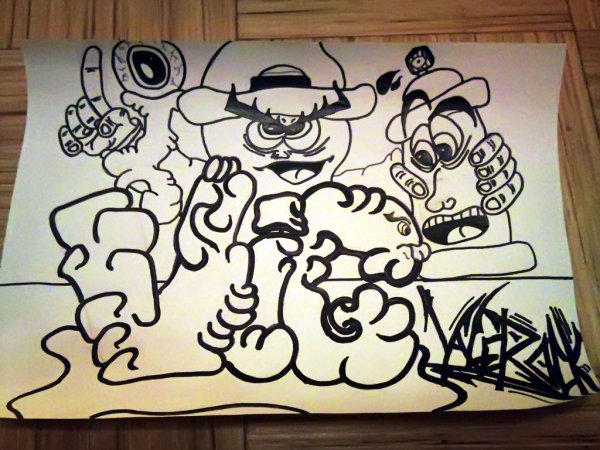 Граффити на бумаге фломастерами