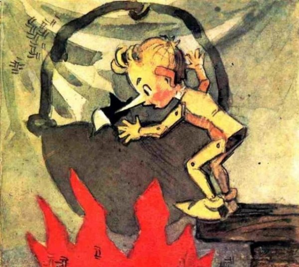 Очаг папы Карло иллюстрации к сказке