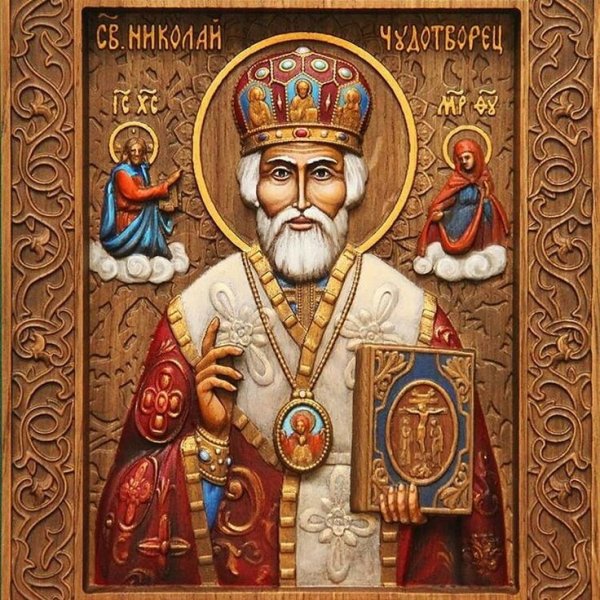 Икона Николай Чудотворец сусальное золото
