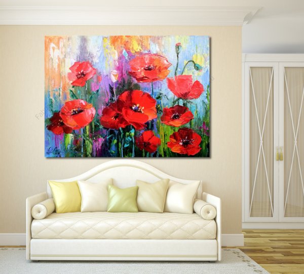 Цветы акрилом на холсте