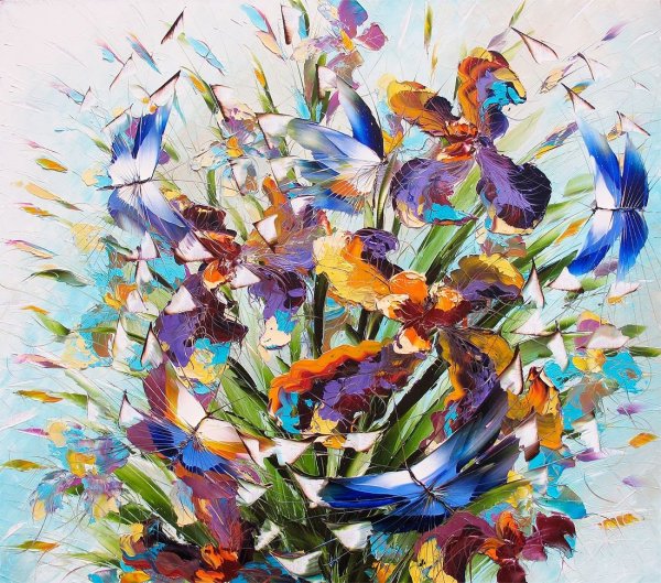 Бабочки маслом на холсте
