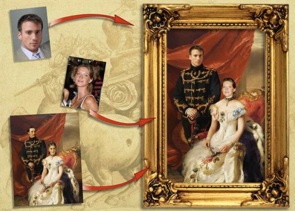 Портрет коллаж на холсте