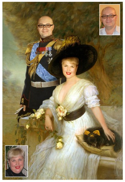 Семейный портрет на холсте в историческом стиле