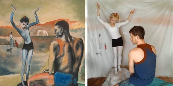 Мужчина рисует женщину