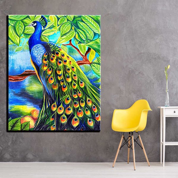 Павлин акрилом на холсте картина