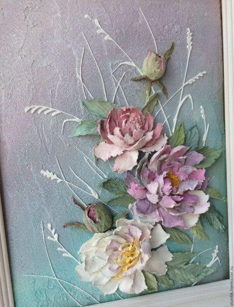 Панно цветы из шпаклевки