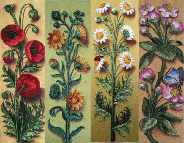 Пейзажи вышитые гладью