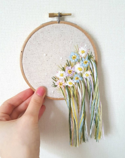 Вышивка гладью листья