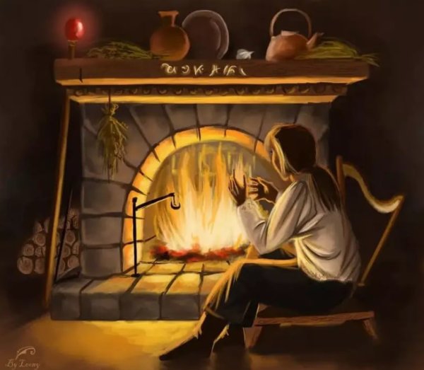 Камин в живописи