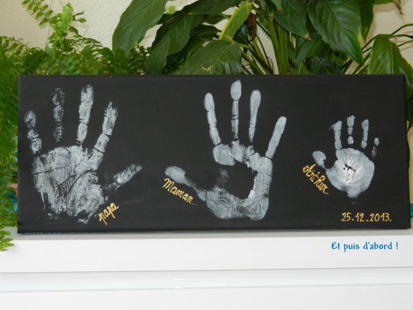 Отпечатки ладоней на холсте семьи