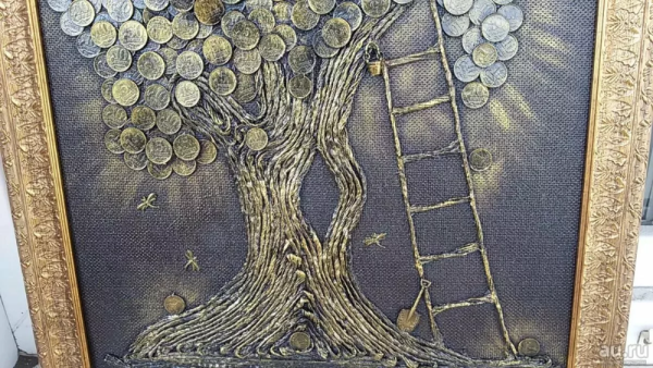 Денежное дерево панно металл