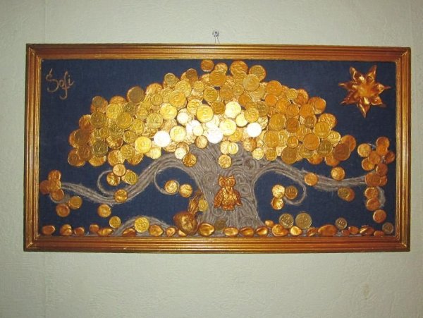Картина денежное дерево из монет