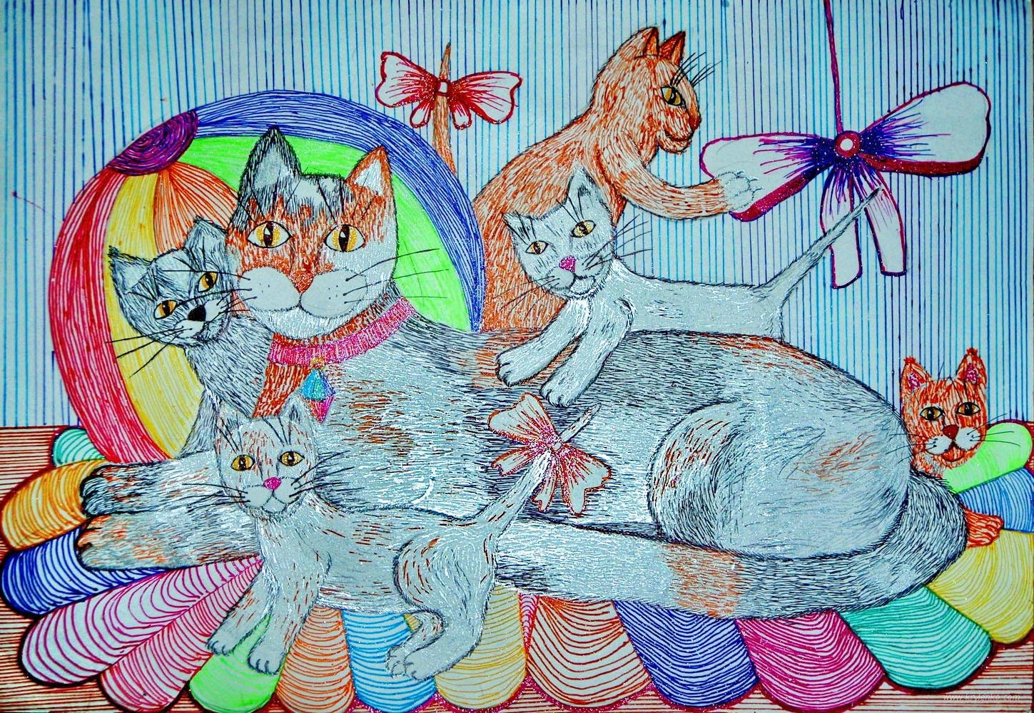 Кошка с котятами детский сад. Кошка рисунок. Кошка рисунок для детей. Кошка детский рисунок. Детские рисунки кошек.