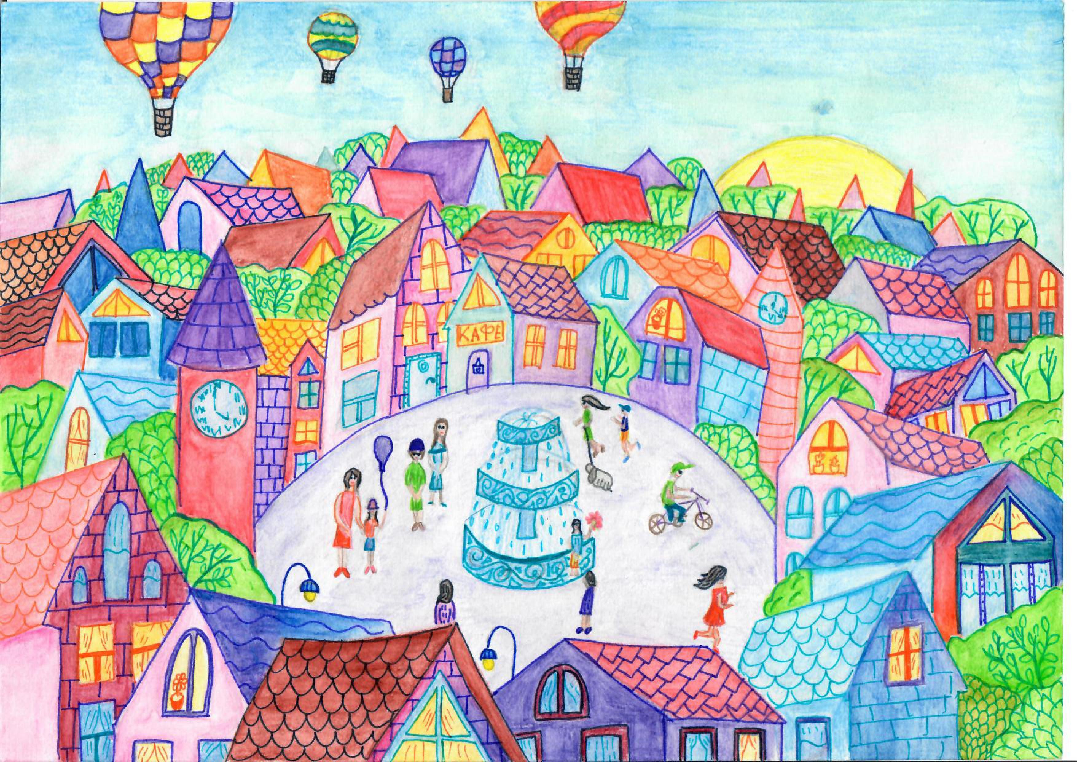 Для детей страна город. Сказочный город. Город рисунок для детей. Рисуем сказочный город. Детские рисунки города.