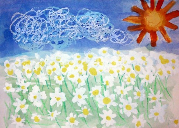 Цветочная Поляна рисование нетрадиционным методом