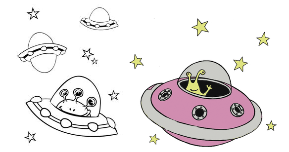 Рисование летающие тарелки и пришельцы