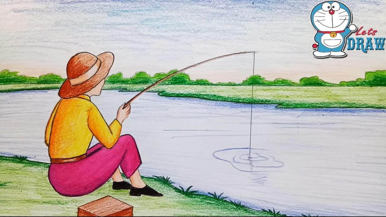 Ловить на легкое. Рыбалка рисунок. Рыбак рисунок. Рыбалка рисунок карандашом. Рыбалка рисунок карандашом для детей.