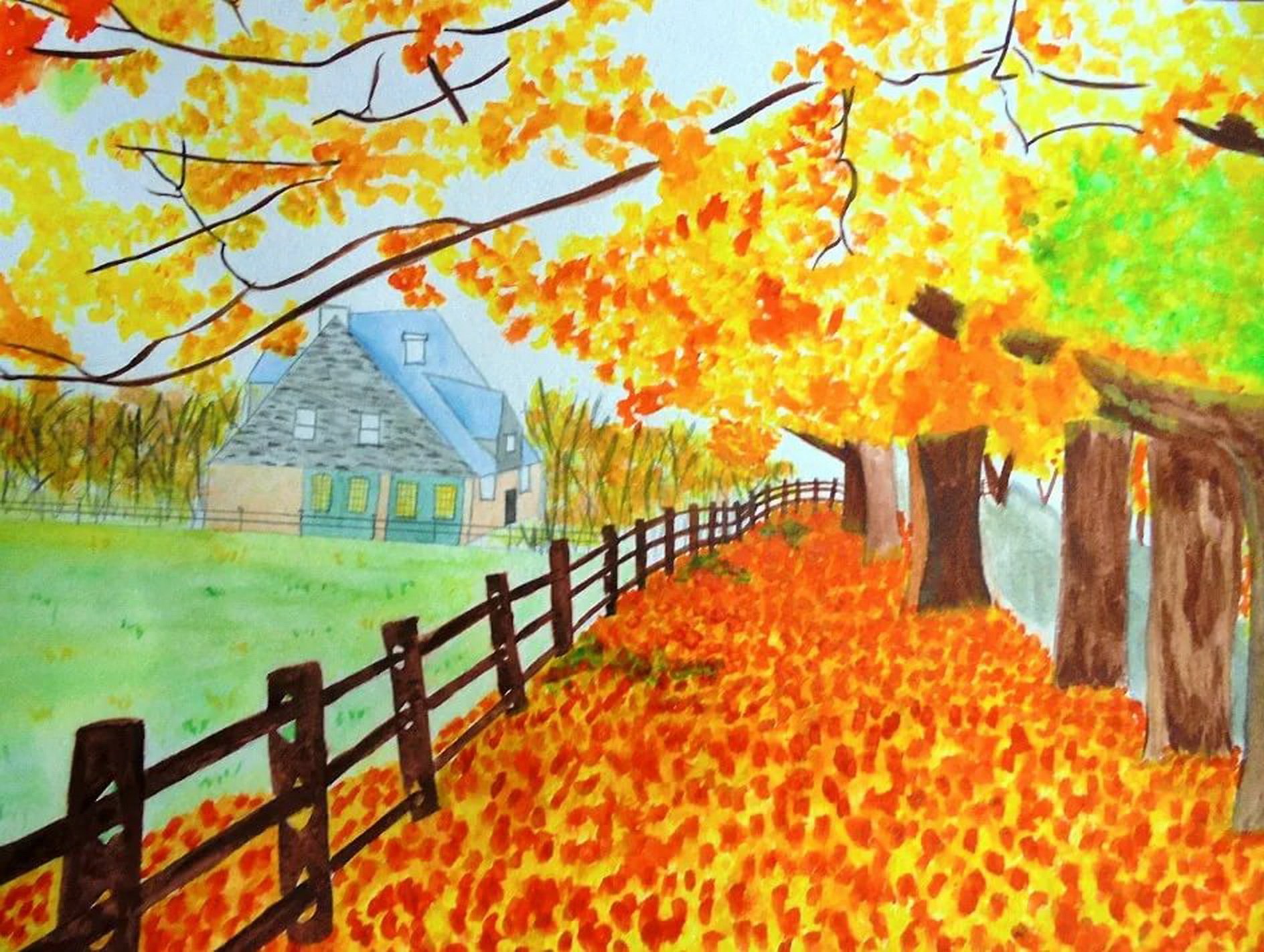 Куз 2. Осенние рисунки. Золотая осень рисунок. Осенний пейзаж для детей. Осенний пейзаж в садик.