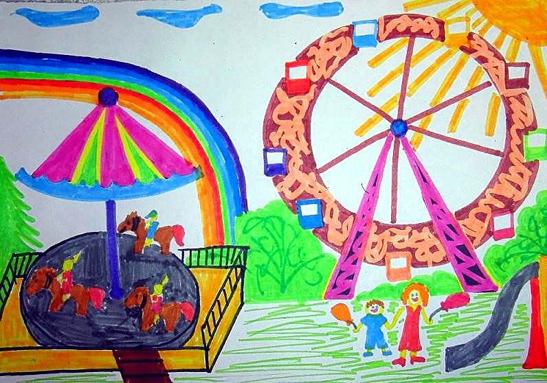 Конкурс любимые места. Рисунок парка. Детский рисунок. Парк аттракционов детские рисунки. Рисунок на тему парки скверы.