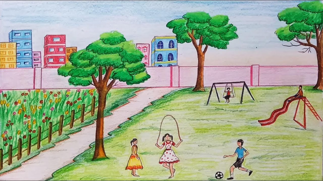 Город сад 1 класс. Детский рисунок. Парк для рисования. Рисунок парка. Рисунок на тему парки скверы.