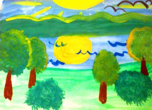Детский рисунок утро по рисованию