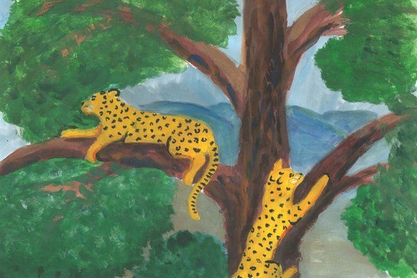 Рисуем леопарда с детьми