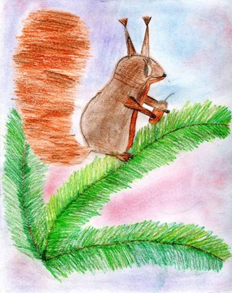 Детские рисунки белочки