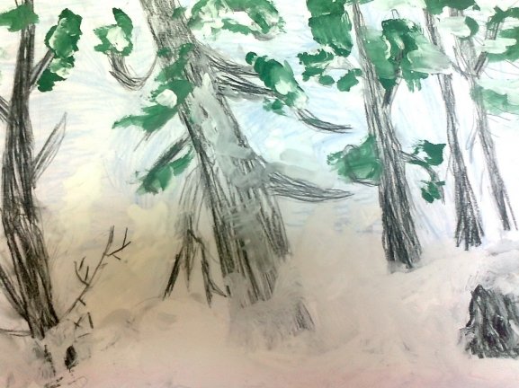 Рисунки в детском саду по теме Шишкин лес