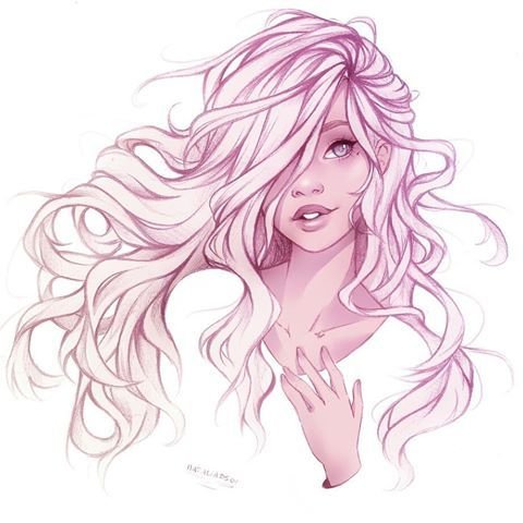 Свисающие волосы рисунок