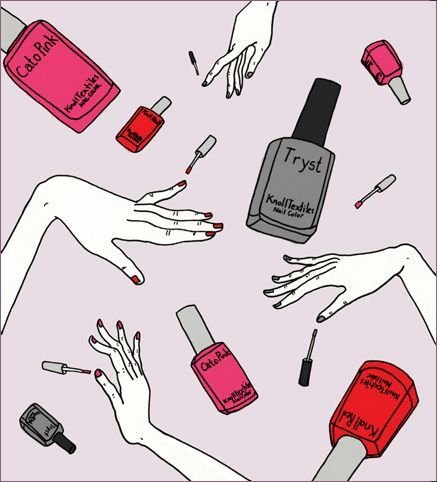 Рисунки девушек в виде лаков для ногтей