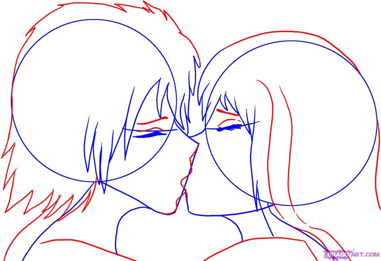 Рисунки для срисовки поцелуй