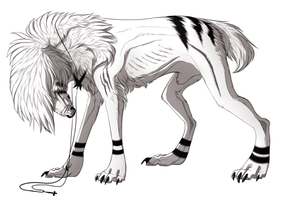 Набросок волка аниме