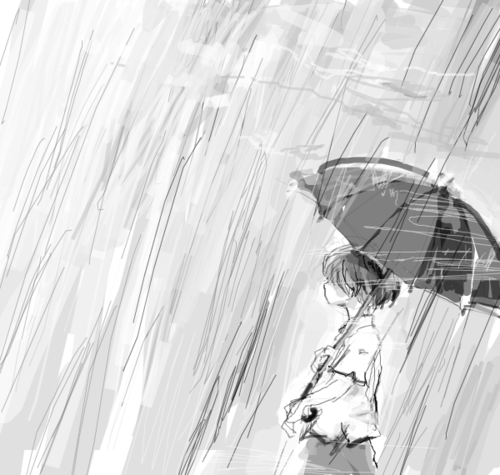 Аниме девушка дождь