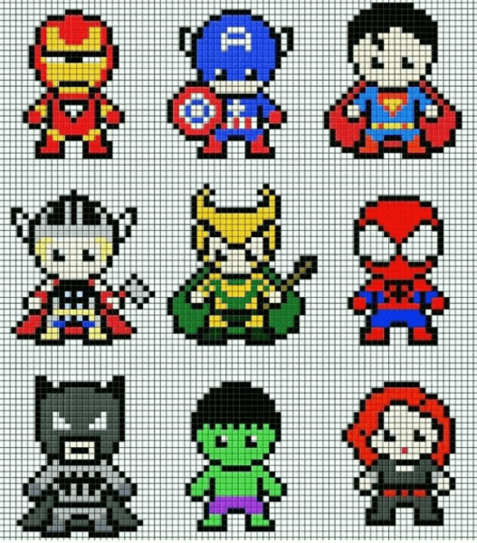 Марвел по клеточкам герои