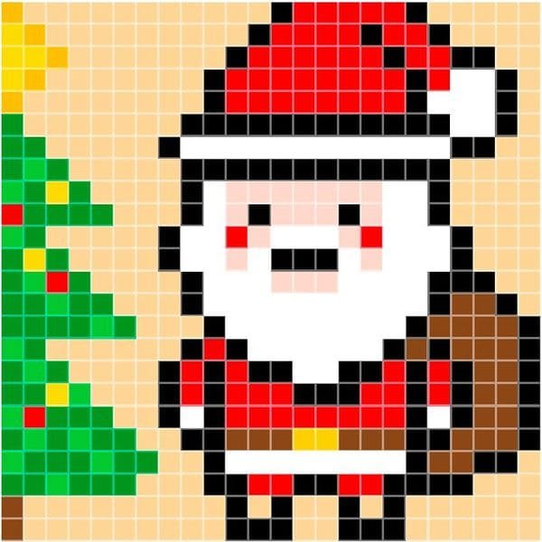 Рисунки по клеточкам новогодние