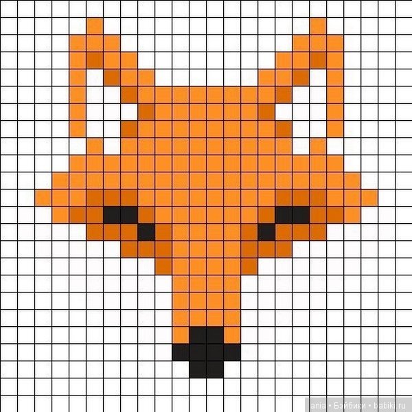 Мордочка лисы по клеткам