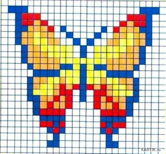 Бабочки по клеточкам для вышивания крестом