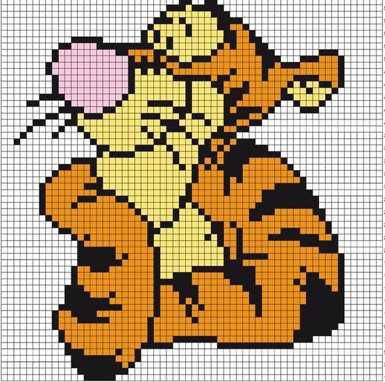 Рисунки по клеточкам Тигрёнок