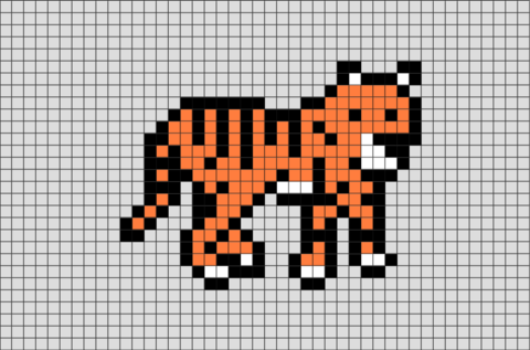 Тигр по клеточкам