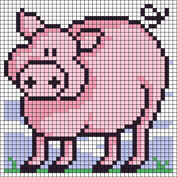 Рисунки по клеточкам Свинка