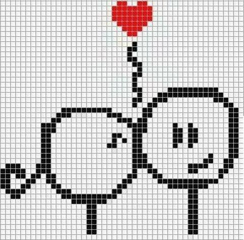 Рисунки по клеточкам маленькие любовь