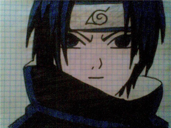 Саске по клеточкам в тетради