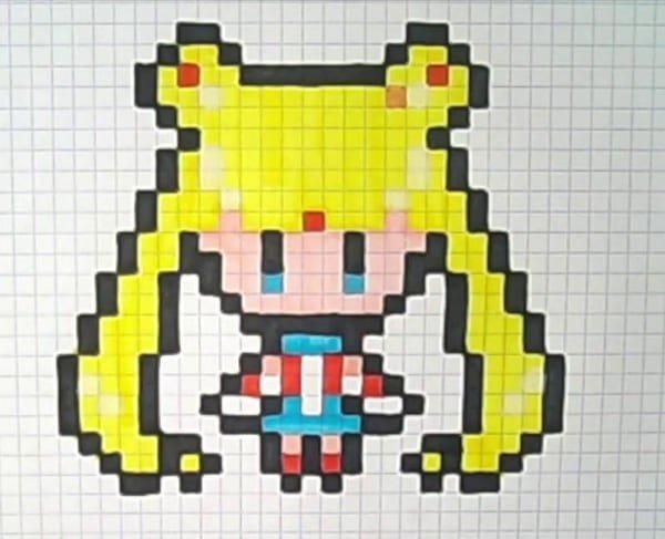 Сейлор Мун по клеточкам в тетради