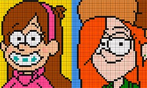 Диппер из Гравити Фолз по клеточкам