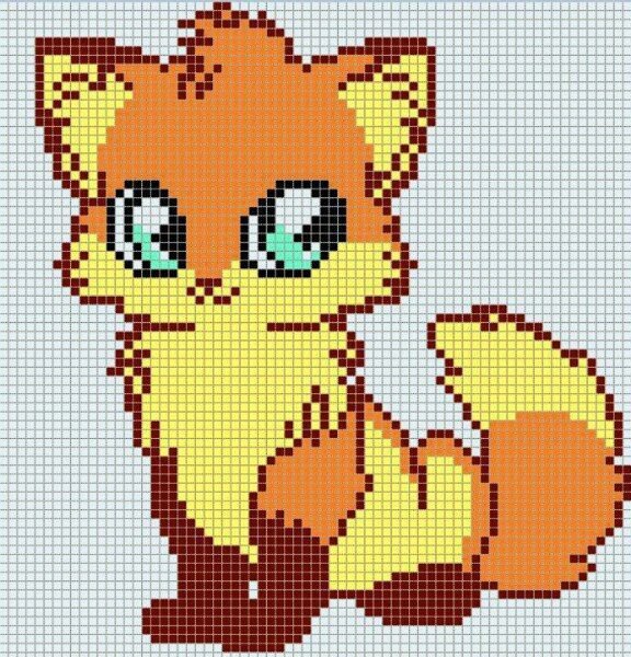 Рисование по клеточкам Лисёнок
