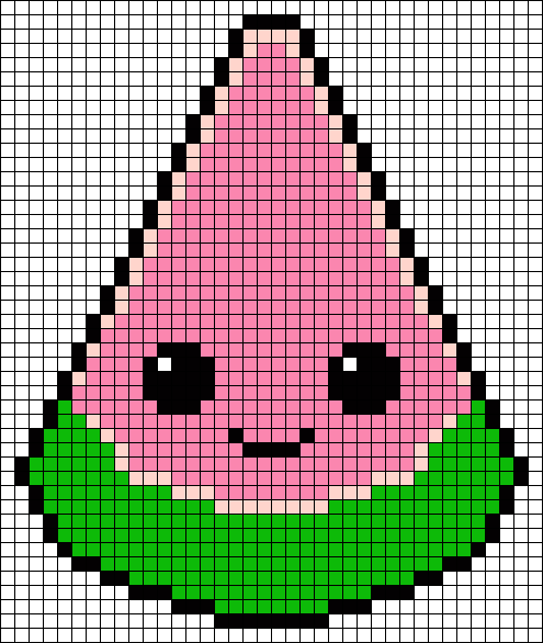 Арбуз по клеточкам в тетради