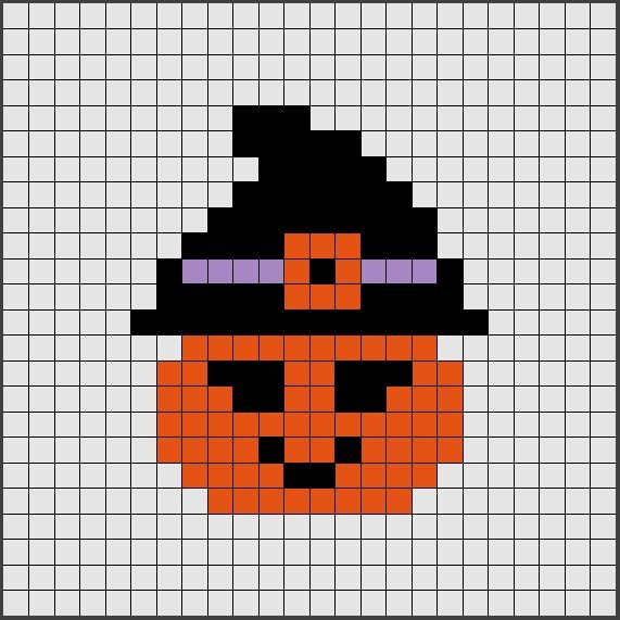 Рисунки по клеточкам тыква на Хэллоуин